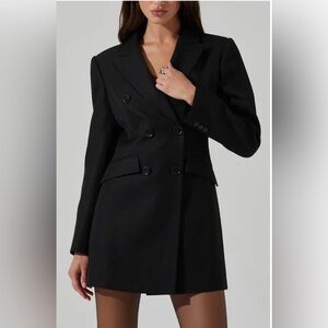 ASTR The Label Verity Long Sleeve Blazer Dress Black Sz Medium Lined Cocktail
